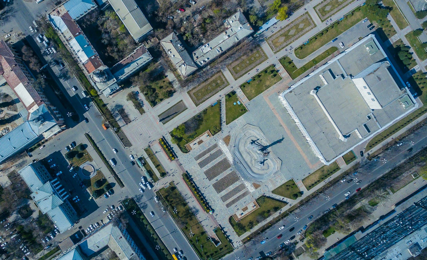 City blocks and streets seen from above