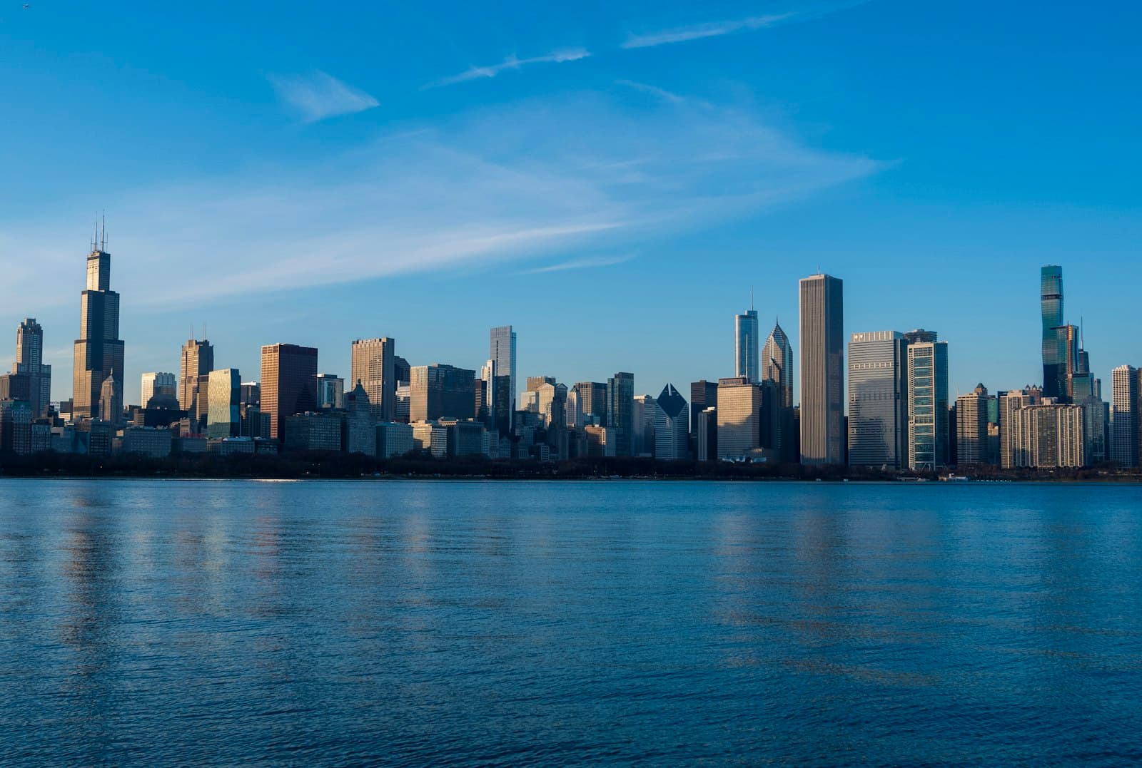 Chicago skyline across Lake Michigan